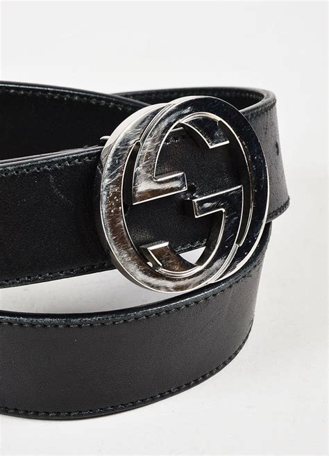 gucci black belt silver buckle